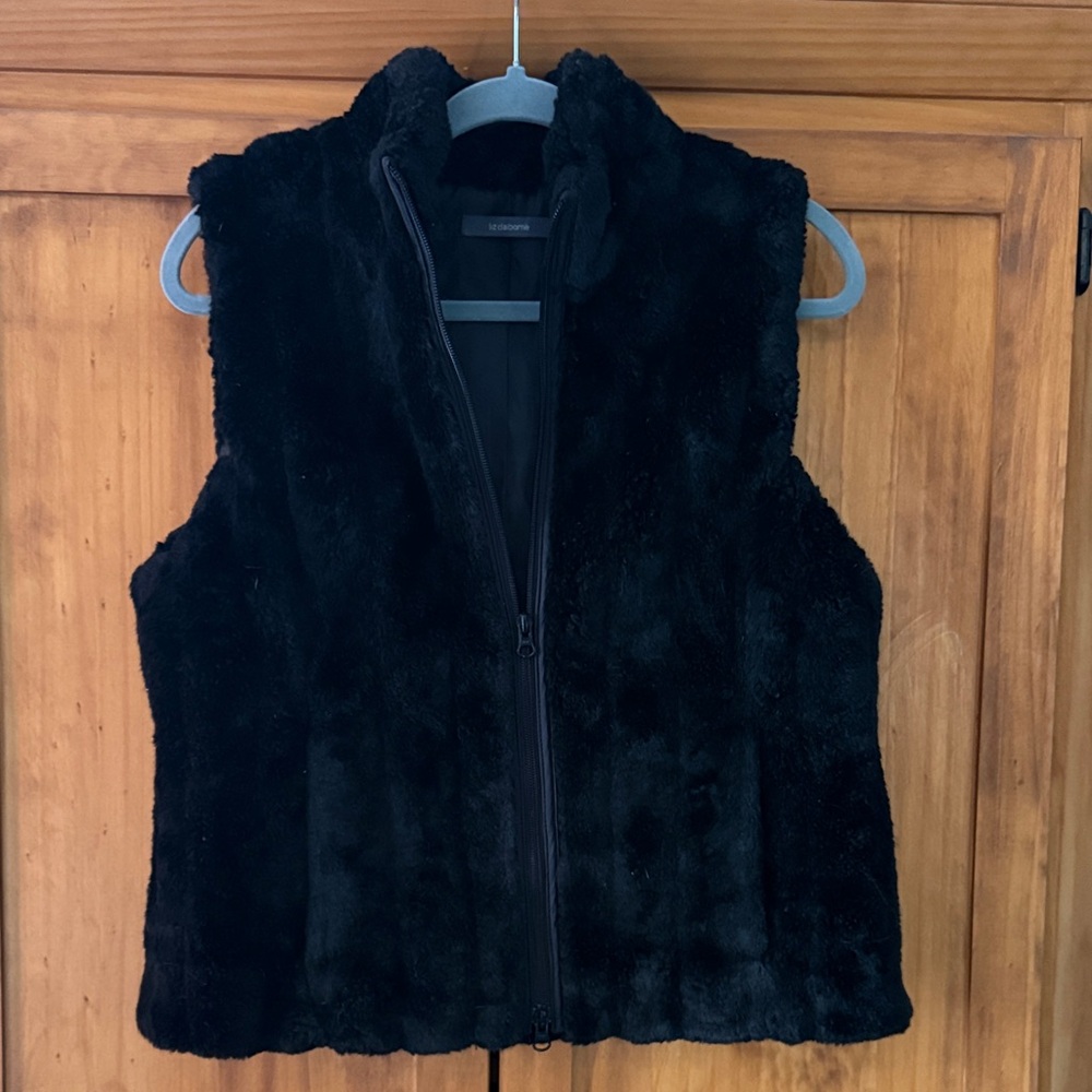 Liz Claiborne Black Faux Fur Vest